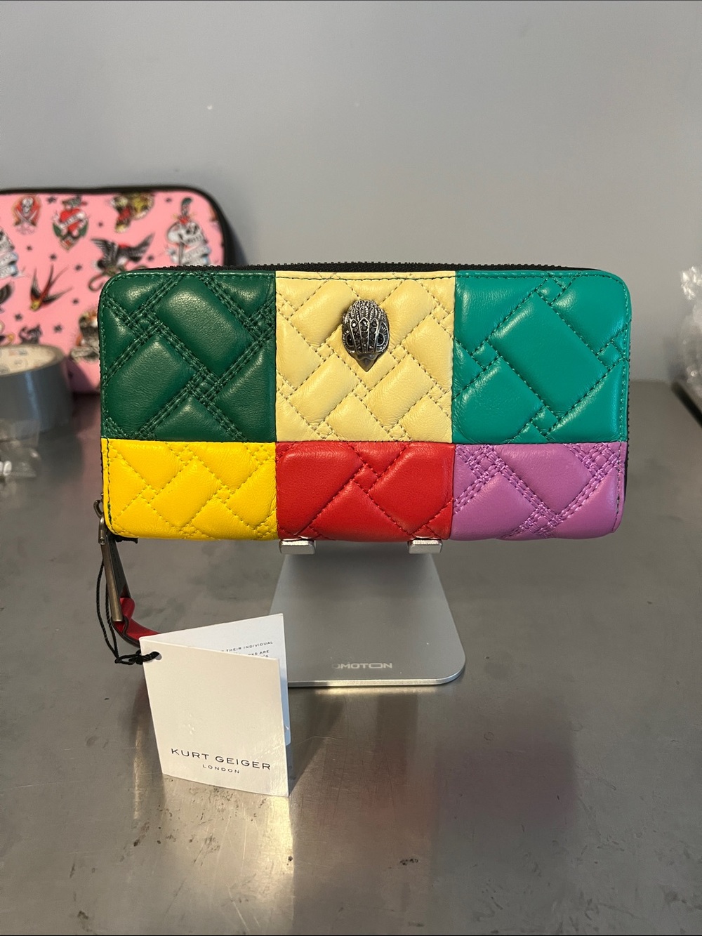 Kurt Geiger Multicolor Quilted Zip Wallet